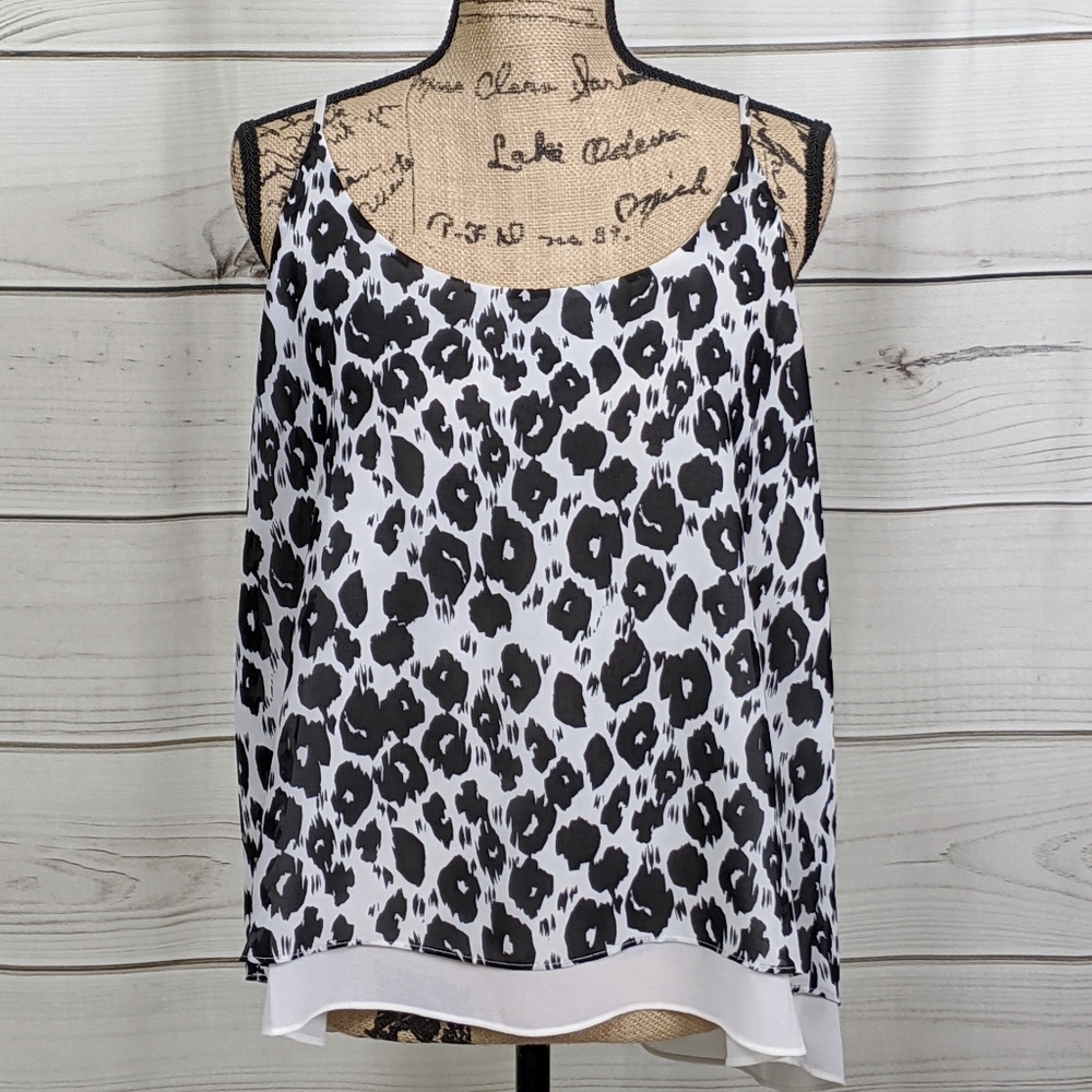 CYNTHIA ROWLEY Black/White Animal Print Top